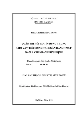 Luận văn thạc sĩ quản trị rủi ro tín dụng trong cho vay tiêu dùng tại ngân hàng tmcp nam á chi nhánh bình định