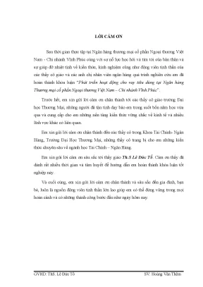 Luận văn tốt nghiệp phát triển hoạt động cho vay tiêu dùng tại ngân hàng thương mại cổ phần ngoại thương việt nam chi nhánh vĩnh phúc
