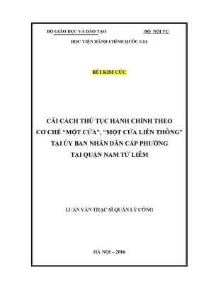 Luận văn thạc sĩ thực hiện thủ tục hành chính theo cơ chế một cửa liên thông tại ủy ban nhân dân quận ngô quyền thành phố hải phòng