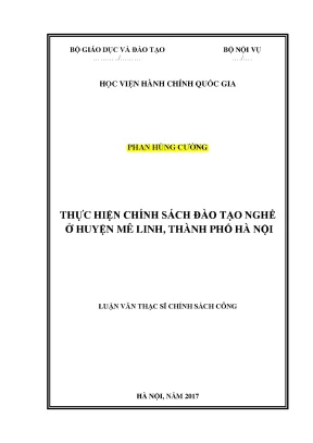 Luận văn thạc sĩ thực hiện chính sách đào tạo nghề ở huyện mê linh thành phố hà nội