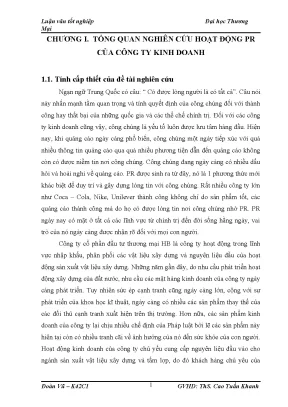 Luận văn tốt nghiệp một số giải pháp nâng cao hoạt động pr của công ty cổ phần đầu tư thương mại hb tại miền bắc
