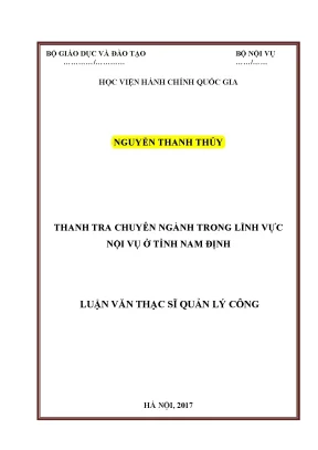 Luận văn thạc sĩ thanh tra chuyên ngành trong lĩnh vực nội vụ ở tỉnh nội vụ ở tỉnh nam định