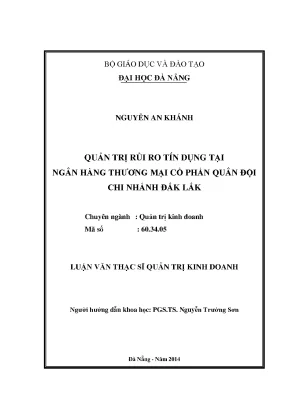 Luận văn thạc sĩ quản trị rủi ro tín dụng tại ngân hàng tmcp quân đội chi nhánh đắk lắk