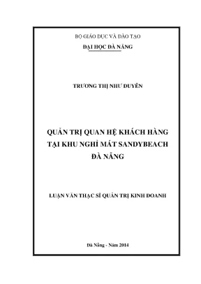 Luận văn thạc sĩ quản trị quan hệ khách hàng tại khu nghỉ mát sandybeach đà nẵng