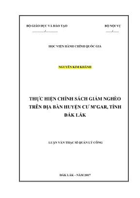 Luận văn thạc sĩ thực hiện chính sách giảm nghèo trên địa bàn huyện cư mgar tỉnh đăk lăk