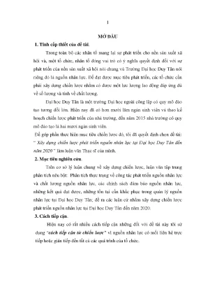 Luận văn thạc sĩ xây dựng chiến lược phát triển nguồn nhân lực tại đại học duy tân đến năm 2020