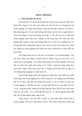 Luận văn thạc sĩ xây dựng chiến lược tại tổng công ty sản xuất đầu tư dịch vụ xuất nhập khẩu bình định pisico