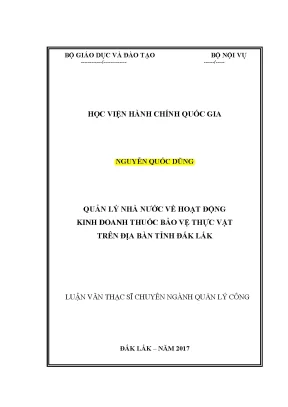 Luận văn thạc sĩ quản lý nhà nước về hoạt động kinh doanh thuốc bảo vệ thực vật trên địa bàn tỉnh đăk lăk