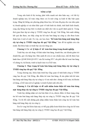 Luận văn tốt nghiệp kế toán bán hàng mặt hàng thép cây tại công ty tnhh vàng bạc đá quý việt hồng