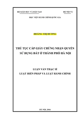 Luận văn thạc sĩ thủ tục cấp giấy chứng nhận quyền sử dụng đất ở thành phố hà nội