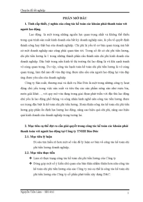Luận văn tốt nghiệp hoàn thiện công tác kế toán các khoản phải thanh toán với nlđ tại công ty tnhh báo đức