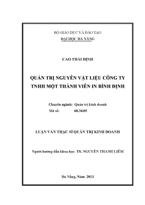 Luận văn thạc sĩ quản trị nguyên vật liệu công ty tnhh một thành viên in bình định