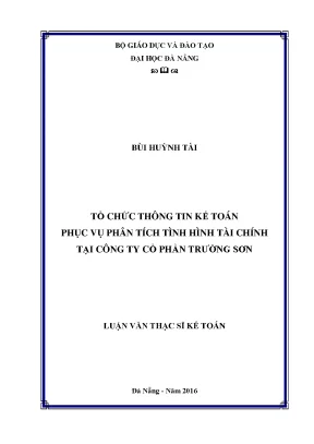 Luận văn thạc sĩ tổ chức thông tin kế toán phục vụ phân tích tài chính tại công ty cổ phần trường sơn