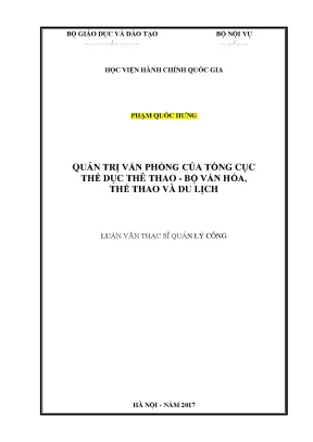 Luận văn thạc sĩ quản trị văn phòng của tổng cục thể dục thể thao bộ văn hóa thể thao và du lịch