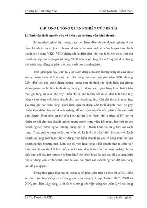 Luận văn tốt nghiệp giải pháp nâng cao hiệu quả sử dụng vốn kinh doanh tại công ty cổ phần cầu trục và thiết bị avc hà nội