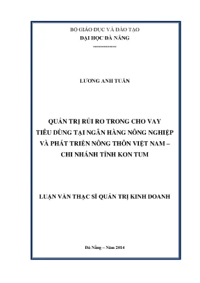 Luận văn thạc sĩ quản trị rủi ro trong cho vay tiêu dùng tại ngân hàng nnptnt việt nam chi nhánh tỉnh kon tum