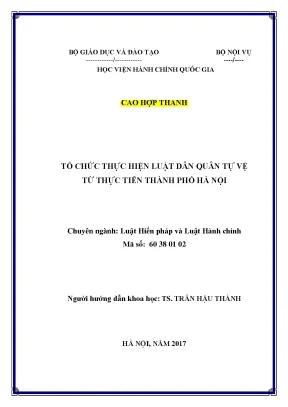 Luận văn thạc sĩ tổ chức thực hiện luật dân quân tự vệ từ thực tiễn thành phố hà nội