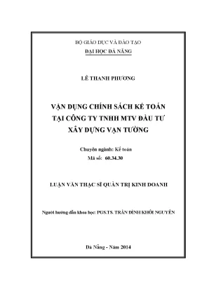 Luận văn thạc sĩ vận dụng chính sách kế toán tại công ty tnhh mtv đầu tư xây dựng vạn tường