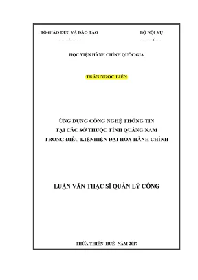 Luận văn thạc sĩ ứng dụng công nghệ thông tin tại các sở thuộc tỉnh quảng nam trong điều kiện hiện đại hóa hành chính