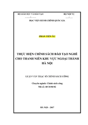 Luận văn thạc sĩ thực hiện chính sách đào tạo nghề cho thanh niên khu vực ngoại thành hà nội