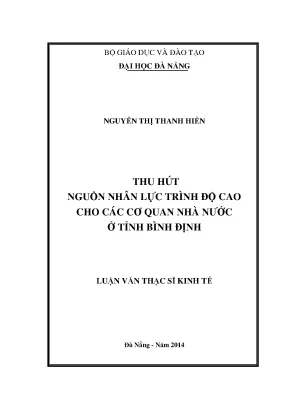 Luận văn thạc sĩ thu hút nguồn nhân lực trình độ chất lượng cao cho các cơ quan nhà nước ở tỉnh bình định
