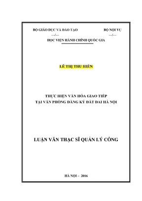 Luận văn thạc sĩ thực hiện văn hóa giao tiếp tại văn phòng đăng ký đất đai hà nội