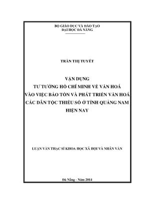 Luận văn thạc sĩ vận dụng tư tưởng hồ chí minh về văn hoá vào việc bảo tồn và phát triển