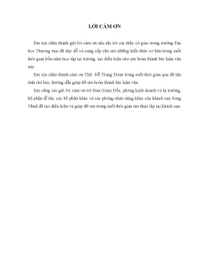 Luận văn tốt nghiệp giải pháp nâng cao chất lượng dịch vụ lễ tân tại công ty cổ phần khách sạn sông nhuệ