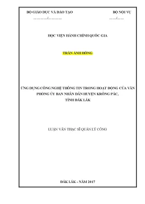 Luận văn thạc sĩ ứng dụng công nghệ thông tin trong hoạt động của văn phòng ubnd huyện krông pắc tỉnh đăk lăk