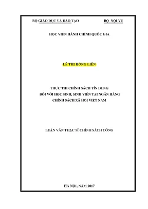 Luận văn thạc sĩ thực thi chính sách tín dụng đối với học sinh sinh viên tại ngân hàng chính sách xã hội việt nam