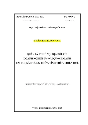 Luận văn thạc sĩ quản lý thuế nội địa đối với doanh nghiệp ngoài quốc doanh tại thị xã hương thủy tỉnh thừa thiên huế