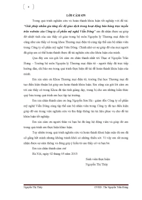 Luận văn tốt nghiệp giải pháp nhằm gia tăng tốc độ giao dịch trong hoạt động bán hàng trực tuyến trên website của công ty cổ phần mỹ nghệ viễn đông