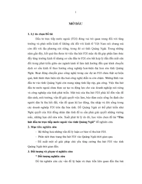 Luận văn thạc sĩ thu hút đầu tư trực tiếp nước ngoài vào tỉnh quảng ngãi