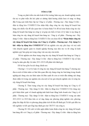 Luận văn tốt nghiệp hoàn thiện công tác xây dựng kế hoạch bán hàng của công ty cổ phần thương mại xây dựng cơ khí điện tự động hóa comeeco