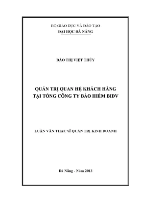 Luận văn thạc sĩ quản trị quan hệ khách hàng tại tổng công ty bảo hiểm bidv