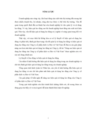 Luận văn tốt nghiệp nâng cao hiệu quả sử dụng lao động của công ty cổ phần dịch vụ bảo vệ việt nam