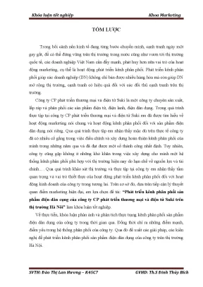 Luận văn tốt nghiệp phát triển kênh phân phối sản phẩm điện dân cụng của công ty cp phát triển thương mại và điện tử suki trên thị trường hà nôi