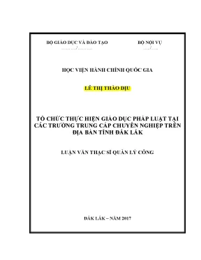 Luận văn thạc sĩ tổ chưc thực hiện giáo dục pháp luật tại các trường trung cấp chuyên nghiệp trên địa bàn tỉnh đăk lăk