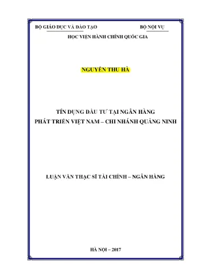 Luận văn thạc sĩ tín dụng đầu tư tại ngân hàng phát triển việt nam chi nhánh quảng ninh