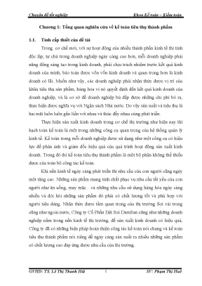 Luận văn tốt nghiệp kế toán tiêu thụ thành phẩm sợi tại công ty cổ phần dệt sợi damsan