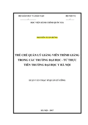 Luận văn thạc sĩ thể chế quản lý giảng viên thỉnh giảng trong các trường đại học từ thực tiễn trường đại học y hà nội