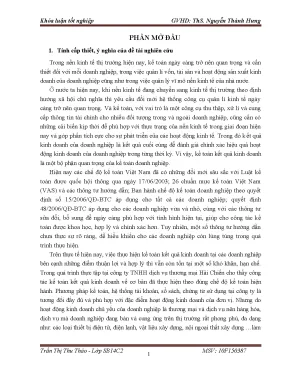 Luận văn tốt nghiệp kế toán kết quả kinh doanh tại công ty tnhh dịch vụ thương mại hải chiến