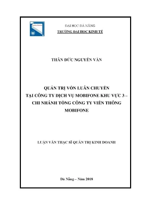 Luận văn thạc sĩ quản trị vốn luân chuyển tại công ty dịch vụ mobifone khu vực 3 chi nhánh tổng công ty viễn thông mobifone
