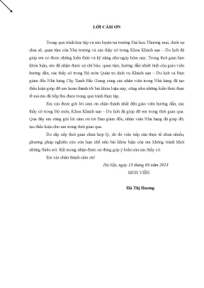 Luận văn tốt nghiệp giải pháp nâng cao chất lượng dịch vụ ăn uống tại nhà hàng cây xanh bắc giang công ty tnhh oanh bảo sơn bắc giang