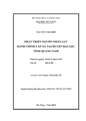 Luận văn thạc sĩ phát triển nguồn nhân lực hành chính cấp xã tại huyện đại lộc tỉnh quảng nam