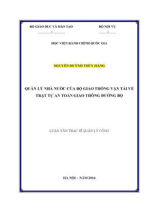 Luận văn thạc sĩ quản lý nhà nước của bộ giao thông vận tải về trật tự an toàn giao thông đường bộ
