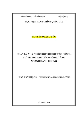 Luận văn thạc sĩ quản lý nhà nước đối với hợp tác công tư trong đầu tư cơ sở hạ tầng ngành hàng không