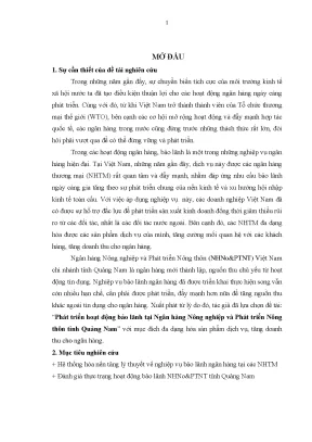Luận văn thạc sĩ phát triển hoạt động bảo lãnh tại ngân hàng nông nghiệp và phát triển nông thôn tỉnh quảng nam