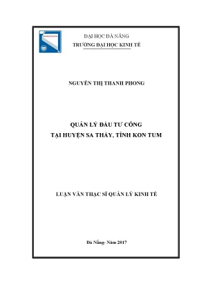 Luận văn thạc sĩ quản lý đầu tư công tại huyện sa thầy tỉnh kon tum