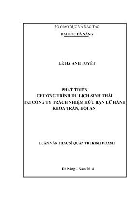 Luận văn thạc sĩ phát triển chương trình du lịch sinh thái tại công ty tnhh lữ hành khoa trần hội an